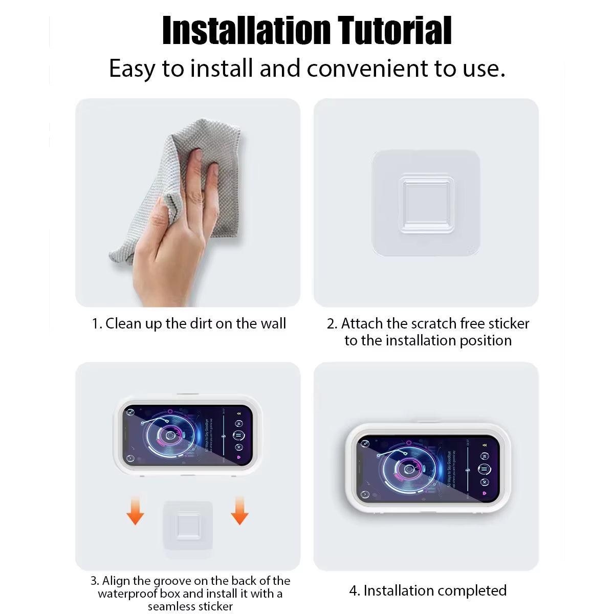 Innovative Waterproof Adjustable Shower Phone Wall Mount Holder for Convenient Bathroom Use