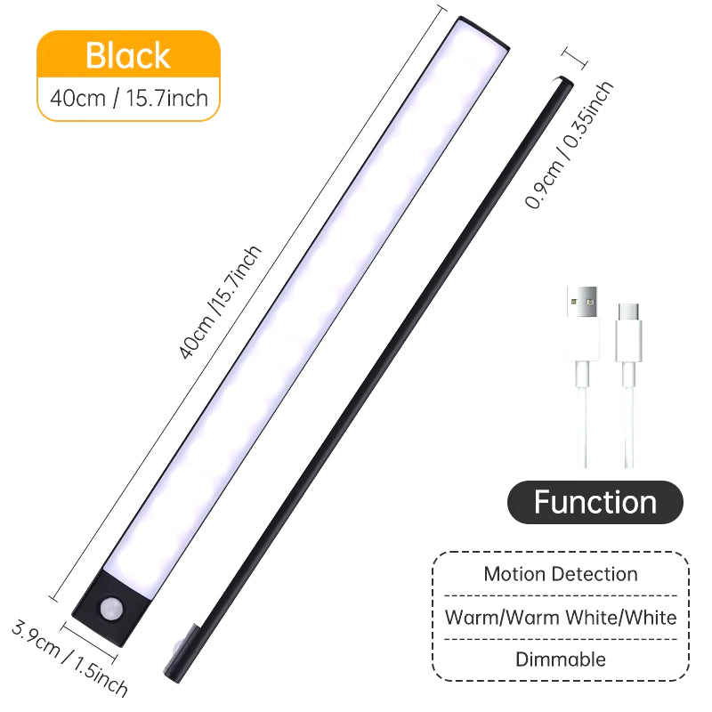 Advanced Wireless LED Motion Sensor Night Light - Rechargeable Under Cabinet Lamp for Kitchens and Wardrobes