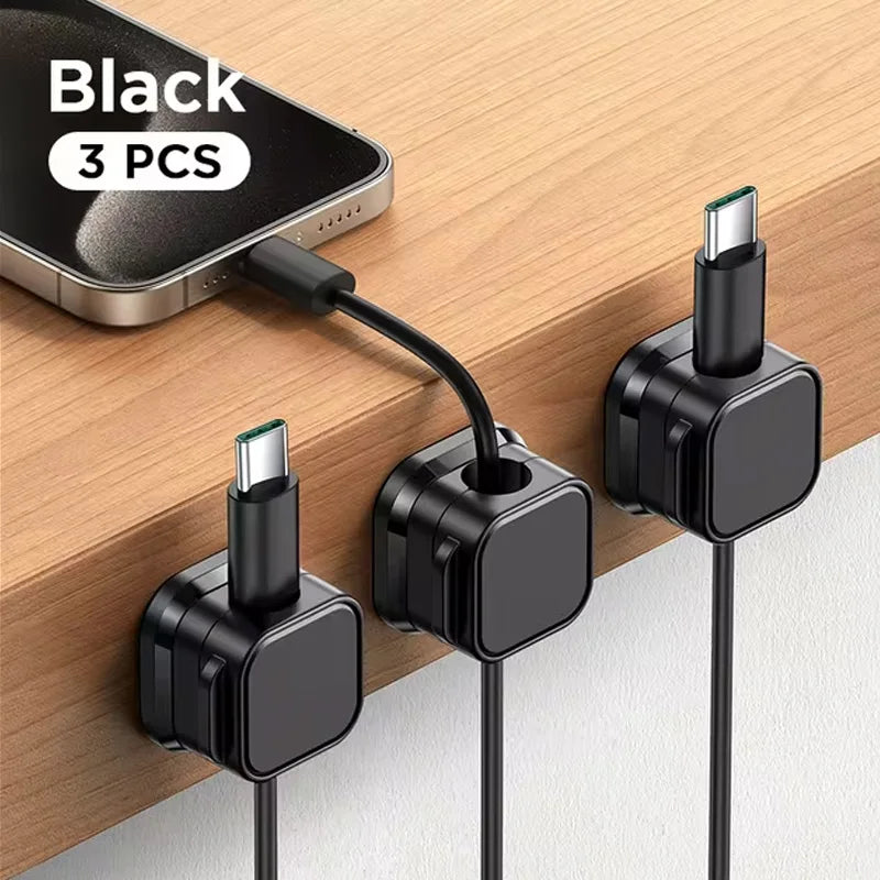 6-Piece Set of Adjustable Magnetic Cable Clips - Innovative Desk Cable Organizer for Efficient Cable Management