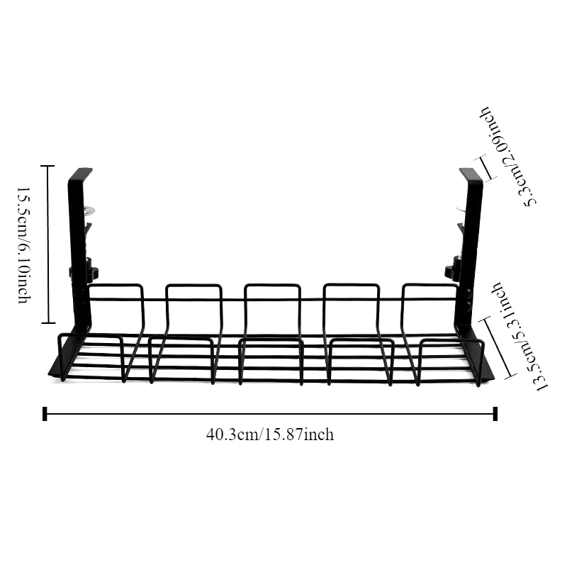 Under-Desk Metal Cable Management Tray - Efficient Storage Solution for Home Office and Kitchen