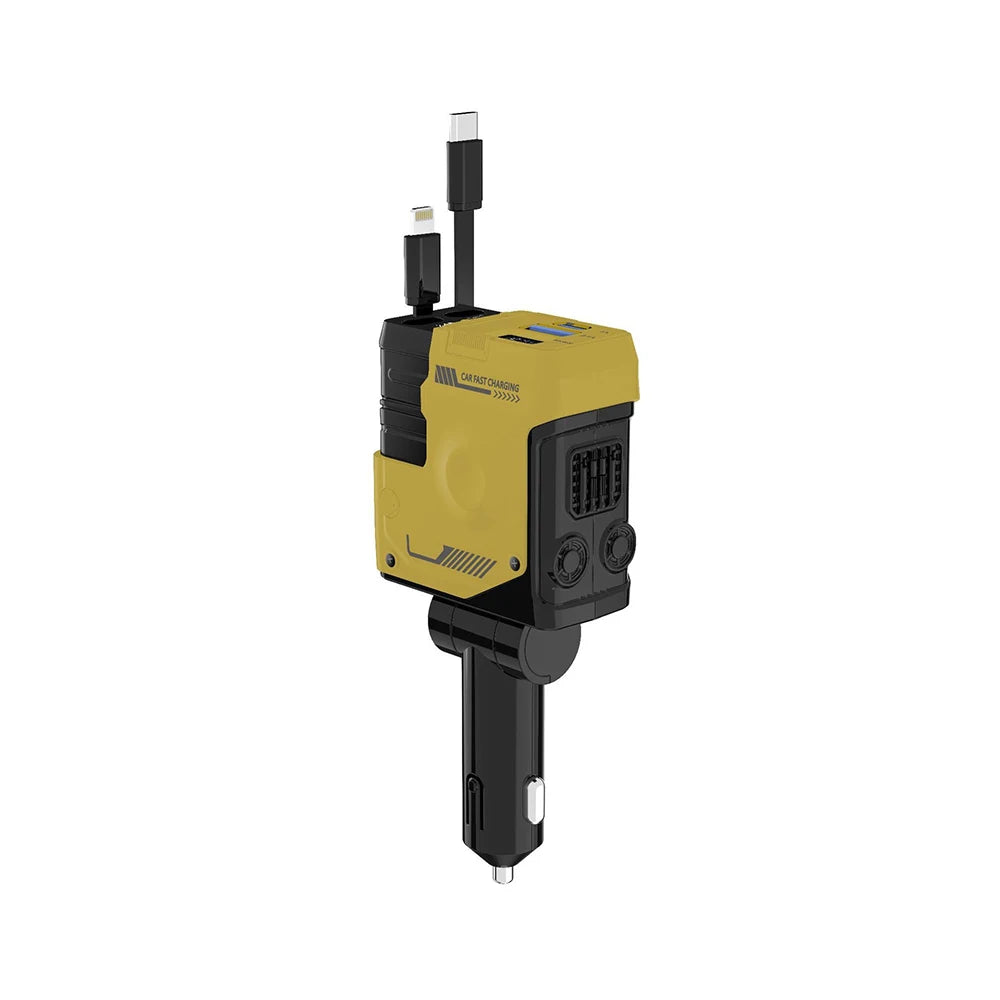 Ultimate 100W 4-in-1 Retractable Car Charger with USB PD Type C and iOS Cables for Fast and Efficient Charging