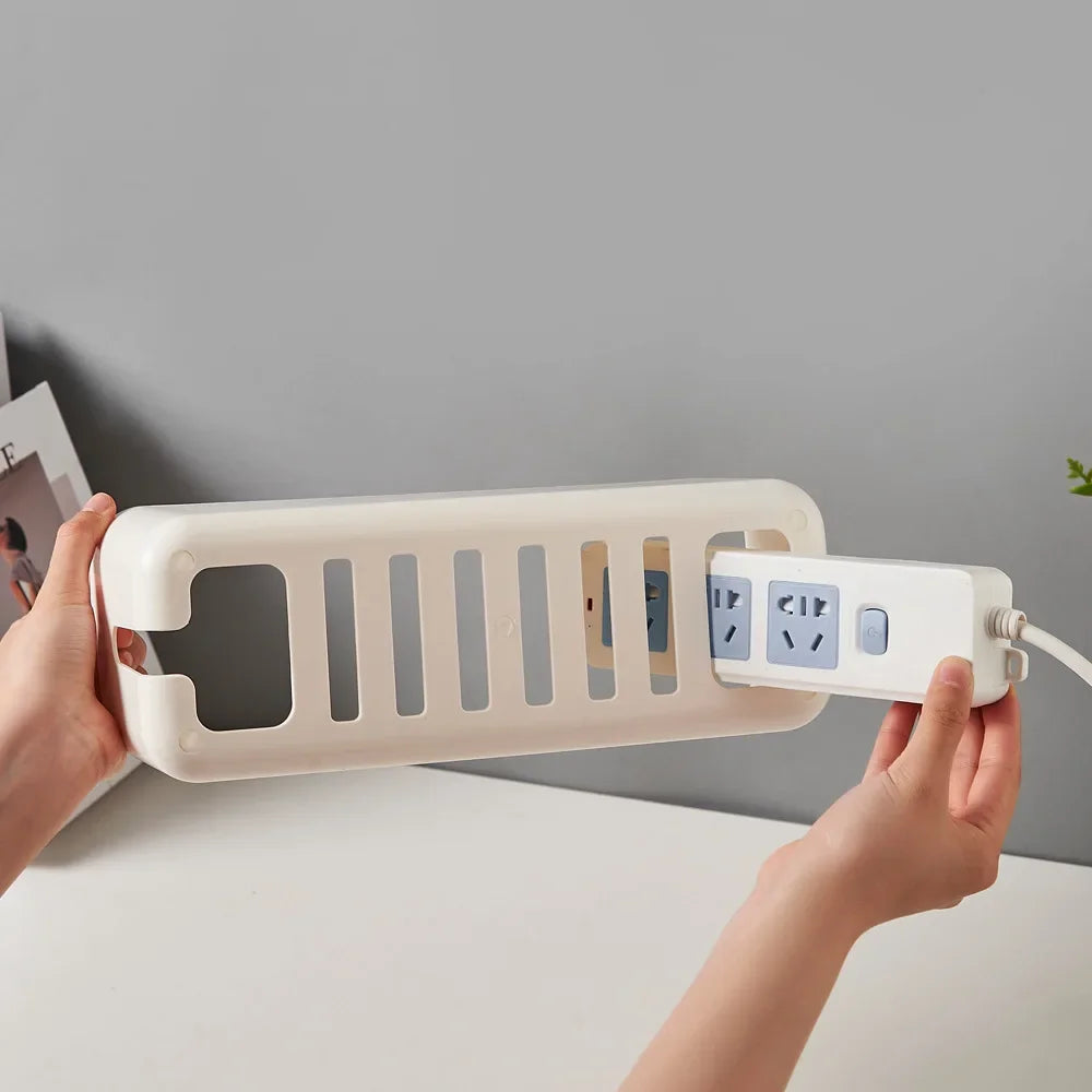Elegant Bamboo Cable Management Box: Organize and Conceal Wires and Power Strips for a Clutter-Free Workspace