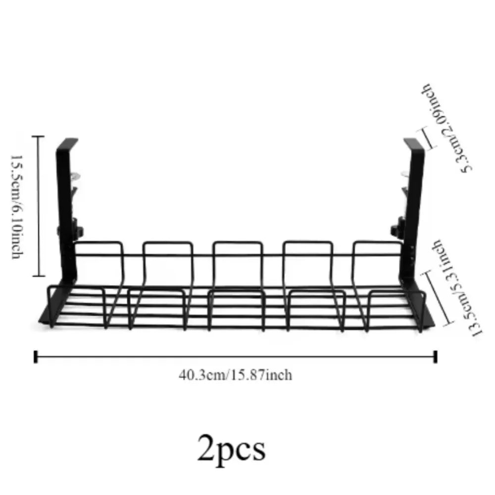 Under-Desk Metal Cable Management Tray - Efficient Storage Solution for Home Office and Kitchen