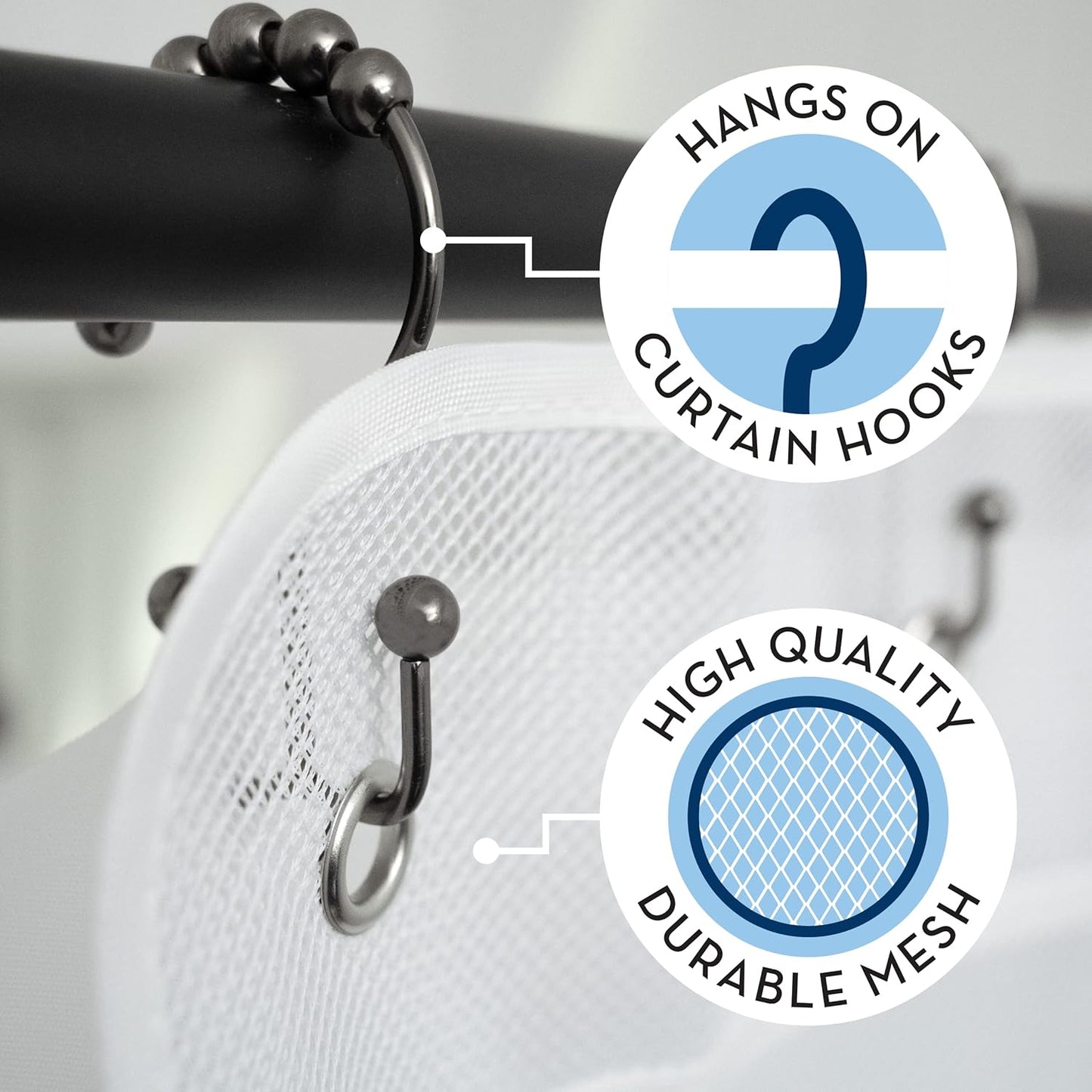Efficient Shower Organizer with Quick-Drying Mesh - 2 Pack Bathroom Caddy with 7 Spacious Pockets for Toiletries and Shower Essentials