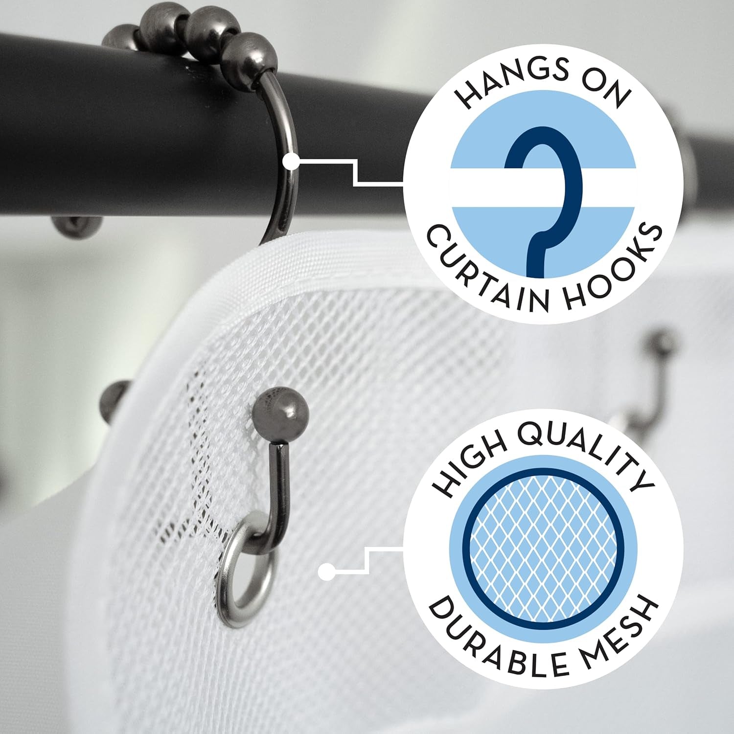 Efficient Shower Organizer with Quick-Drying Mesh - 2 Pack Bathroom Caddy with 7 Spacious Pockets for Toiletries and Shower Essentials