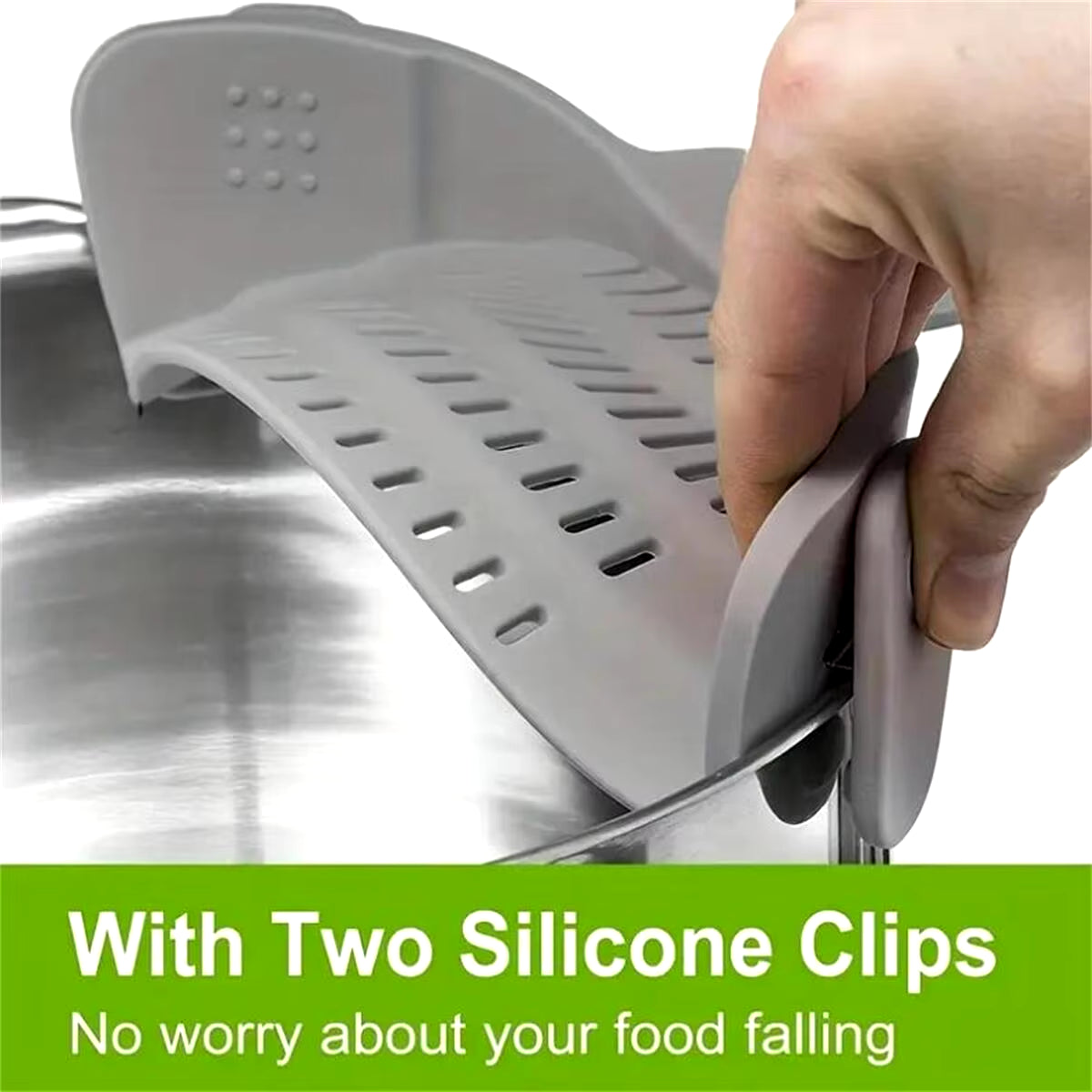 Versatile Adjustable Silicone Clip-On Strainer: The Essential Handheld Drainer for Effortless Cooking