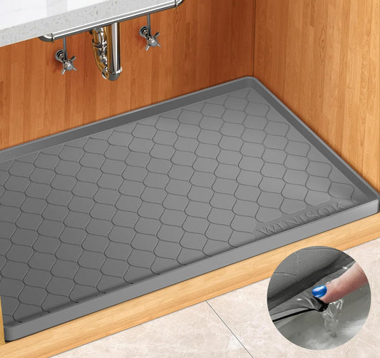 Premium Silicone Under Sink Mat - 34" x 22" | Waterproof Kitchen & Bathroom Protector | Versatile Storage Solution for Cabinets and Shelves