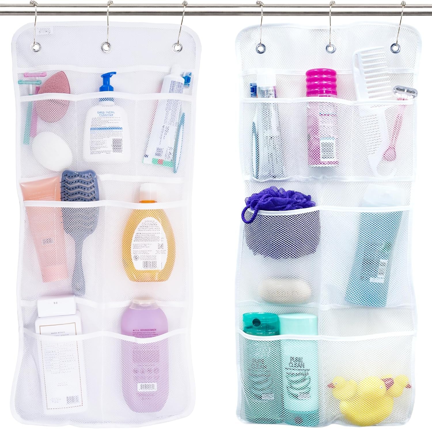 Efficient Shower Organizer with Quick-Drying Mesh - 2 Pack Bathroom Caddy with 7 Spacious Pockets for Toiletries and Shower Essentials