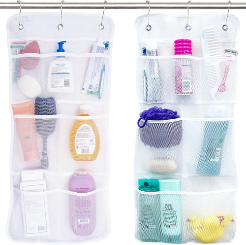 Efficient Shower Organizer with Quick-Drying Mesh - 2 Pack Bathroom Caddy with 7 Spacious Pockets for Toiletries and Shower Essentials