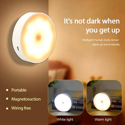 Rechargeable Motion Sensor LED Night Light - Effortless Wireless Illumination for Cabinets, Wardrobes, and Staircases