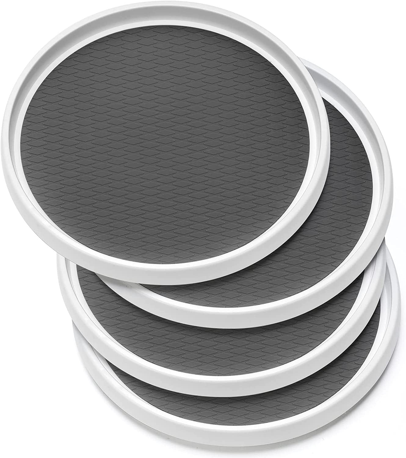Set of 4 Versatile 10-Inch Non-Skid Lazy Susan Organizers for Efficient Cabinet and Pantry Storage - Ideal Turntable Racks for Kitchen, Fridge, Bathroom Vanity, and Spice Organization