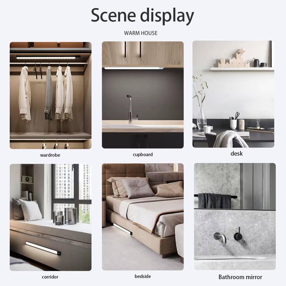 Advanced Wireless LED Motion Sensor Night Light - Rechargeable Under Cabinet Lamp for Kitchens and Wardrobes