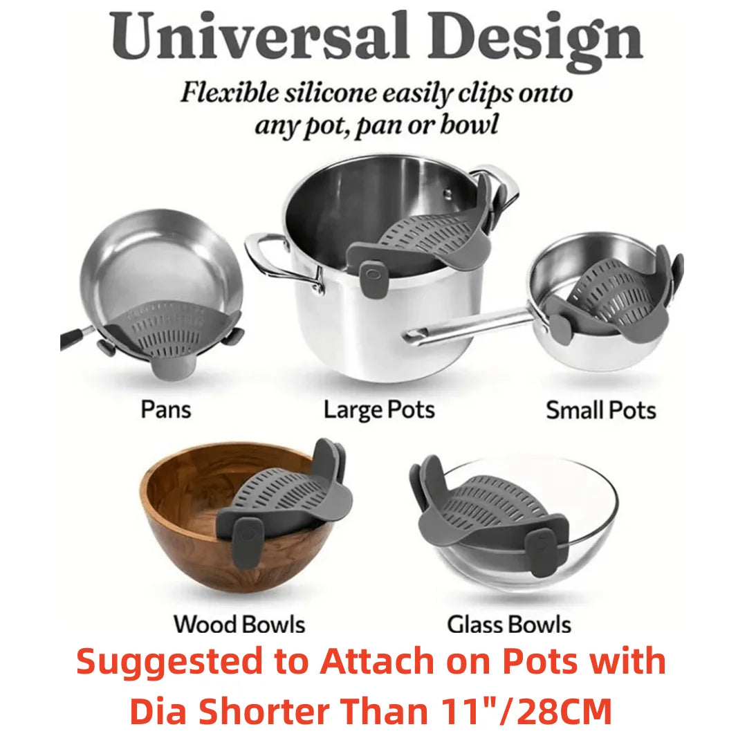 Versatile Adjustable Silicone Clip-On Strainer: The Essential Handheld Drainer for Effortless Cooking