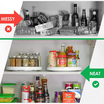 Set of 4 Versatile 10-Inch Non-Skid Lazy Susan Organizers for Efficient Cabinet and Pantry Storage - Ideal Turntable Racks for Kitchen, Fridge, Bathroom Vanity, and Spice Organization