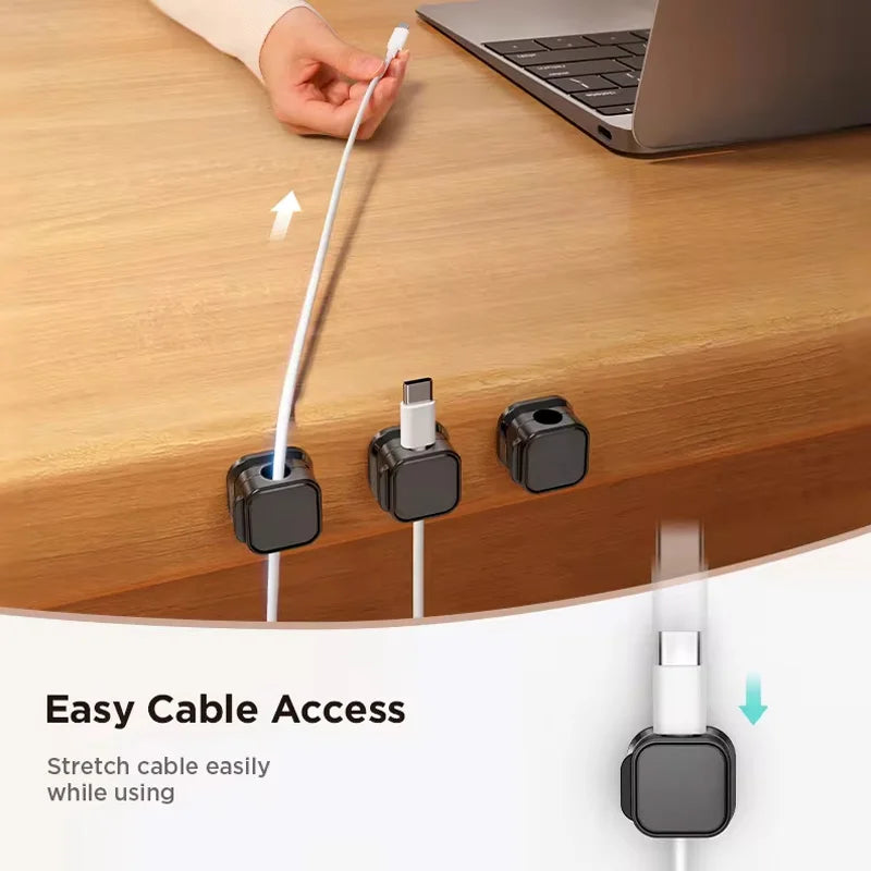 6-Piece Set of Adjustable Magnetic Cable Clips - Innovative Desk Cable Organizer for Efficient Cable Management