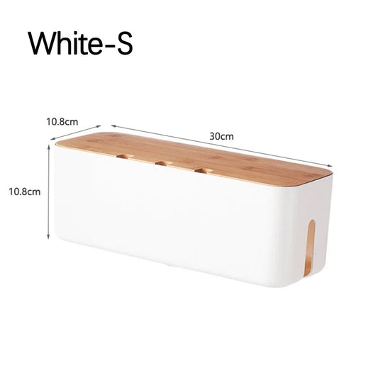 Elegant Bamboo Cable Management Box: Organize and Conceal Wires and Power Strips for a Clutter-Free Workspace