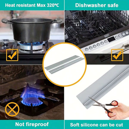 Transform Your Kitchen with Our Premium Silicone Gap Strip - The Ultimate Anti-Oil and Anti-Stain Solution for Your Gas Stove!