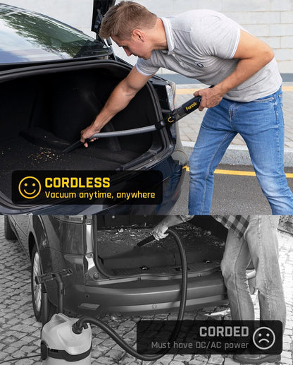 Slim V8 Mate Cordless Car Vacuum - 12000Pa Suction Power with Flexible Hose and Pet Brush, Ideal for Car and Home Cleaning, USB-C Fast Charging, Lightweight Design in Black