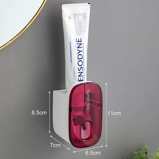 Revolutionary Automatic Wall-Mounted Toothpaste Dispenser with Integrated Toothbrush Holder - Essential Bathroom Accessory