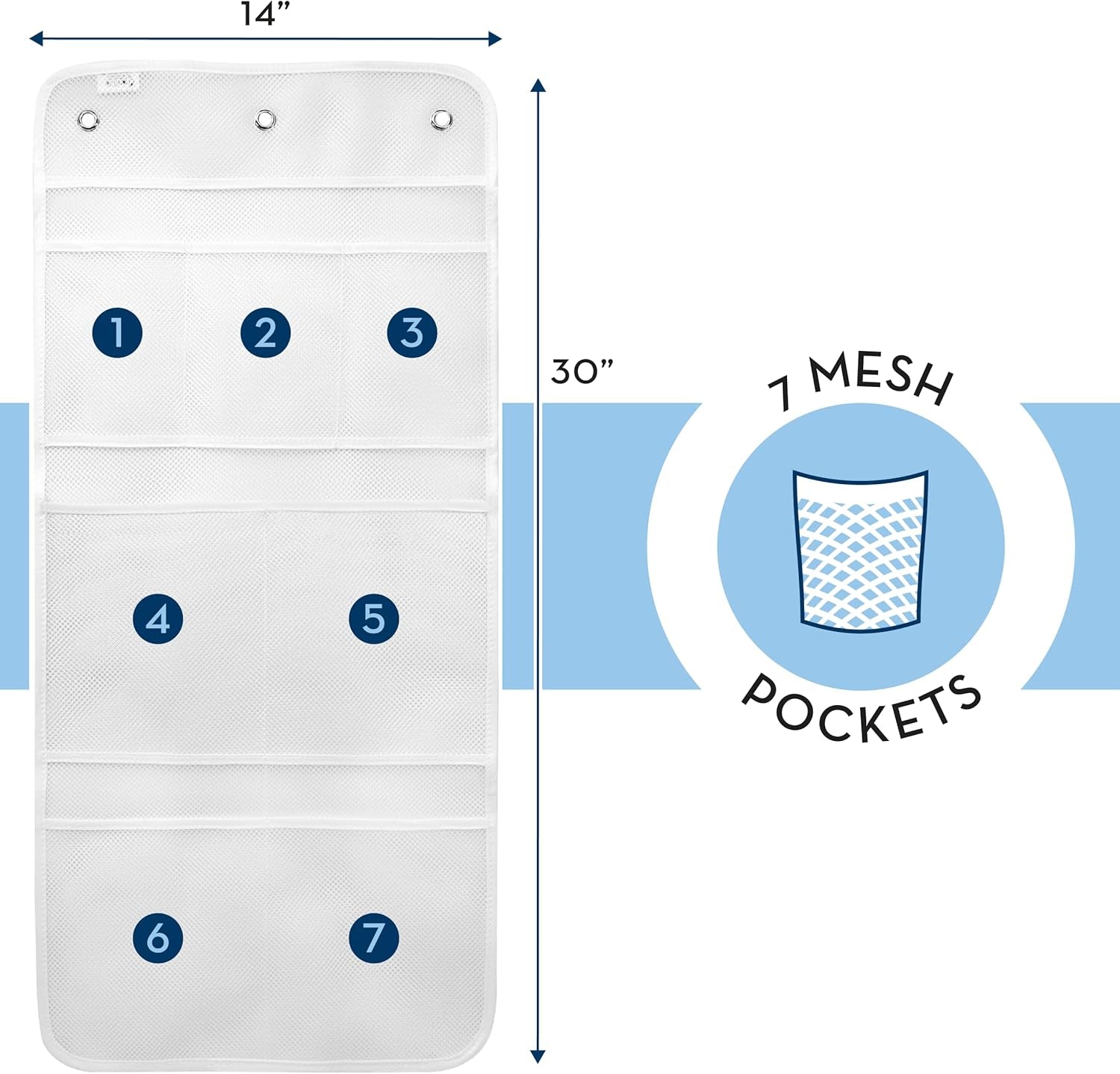 Efficient Shower Organizer with Quick-Drying Mesh - 2 Pack Bathroom Caddy with 7 Spacious Pockets for Toiletries and Shower Essentials