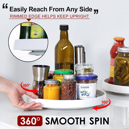 Set of 4 Versatile 10-Inch Non-Skid Lazy Susan Organizers for Efficient Cabinet and Pantry Storage - Ideal Turntable Racks for Kitchen, Fridge, Bathroom Vanity, and Spice Organization