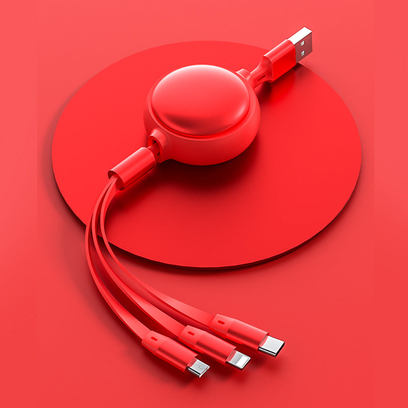 3-in-1 Retractable USB Cable: Micro USB, Type-C & Lightning - 2.4A Fast Charging Solution