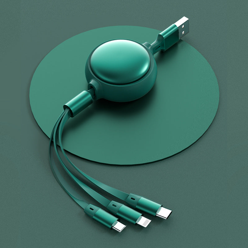 3-in-1 Retractable USB Cable: Micro USB, Type-C & Lightning - 2.4A Fast Charging Solution