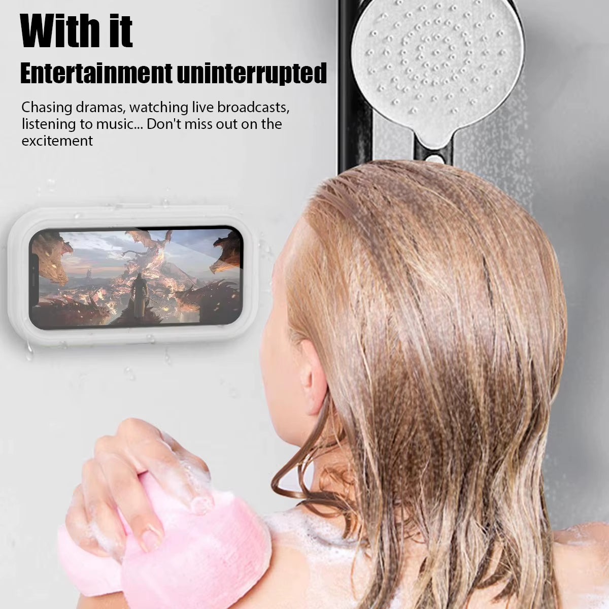 Innovative Waterproof Adjustable Shower Phone Wall Mount Holder for Convenient Bathroom Use