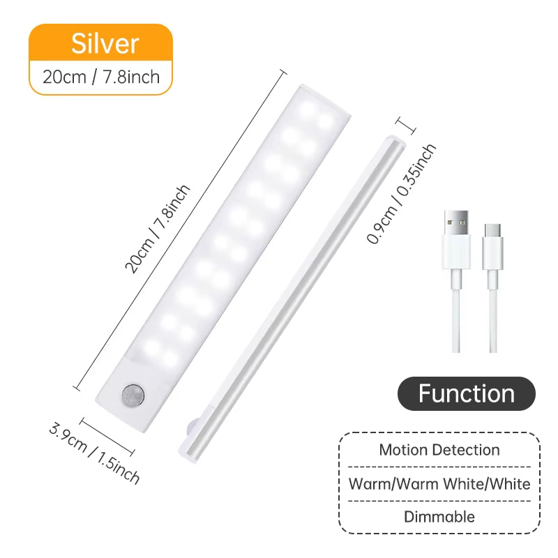 Advanced Wireless LED Motion Sensor Night Light - Rechargeable Under Cabinet Lamp for Kitchens and Wardrobes
