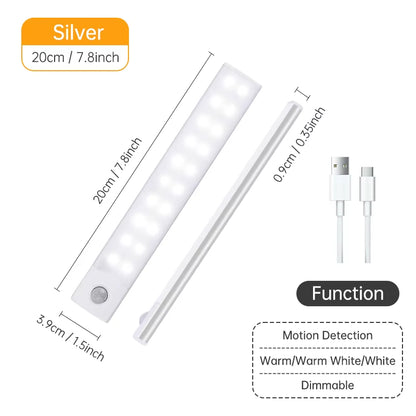 Advanced Wireless LED Motion Sensor Night Light - Rechargeable Under Cabinet Lamp for Kitchens and Wardrobes