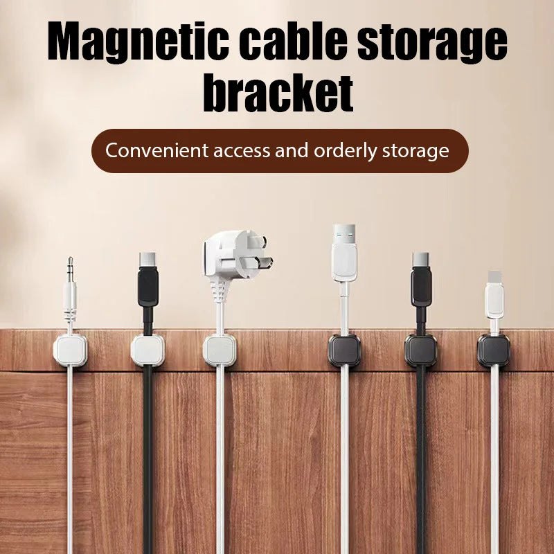 6-Piece Set of Adjustable Magnetic Cable Clips - Innovative Desk Cable Organizer for Efficient Cable Management