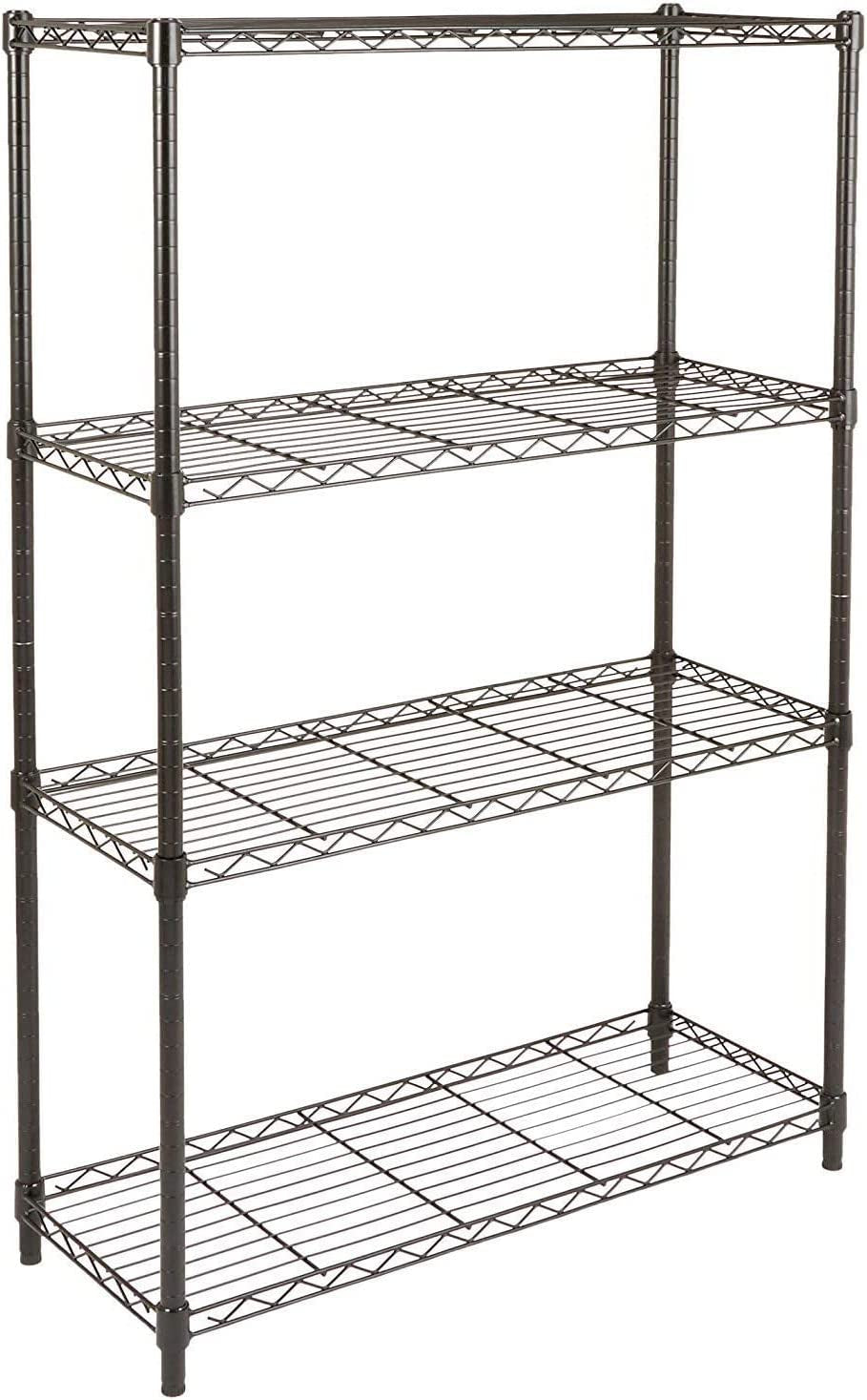 Height Adjustable 4-Shelf Metal Storage Unit with 640 Kg Capacity - Versatile Black Design for Home and Garage