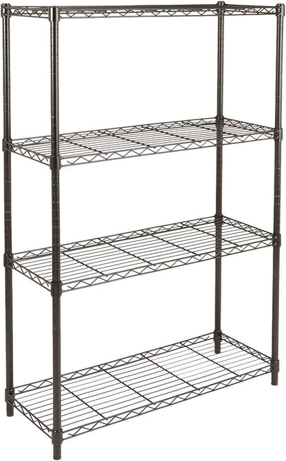 Height Adjustable 4-Shelf Metal Storage Unit with 640 Kg Capacity - Versatile Black Design for Home and Garage