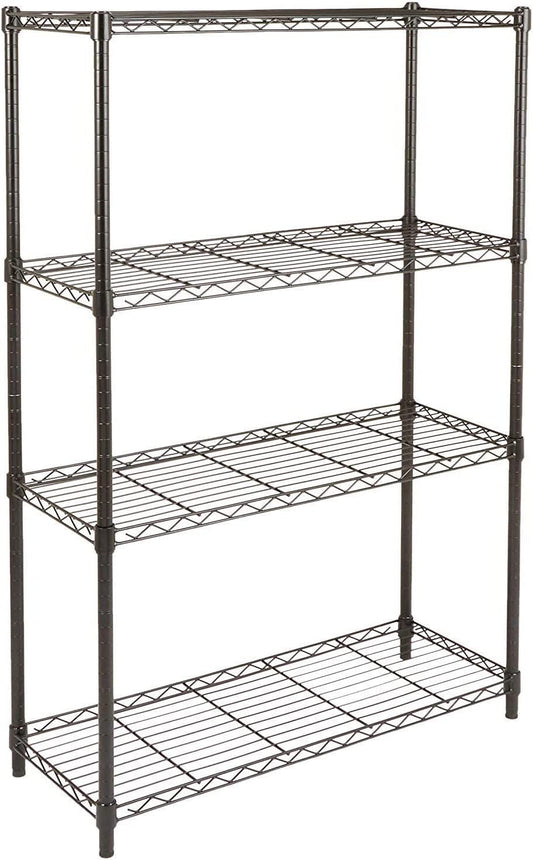 Height Adjustable 4-Shelf Metal Storage Unit with 640 Kg Capacity - Versatile Black Design for Home and Garage