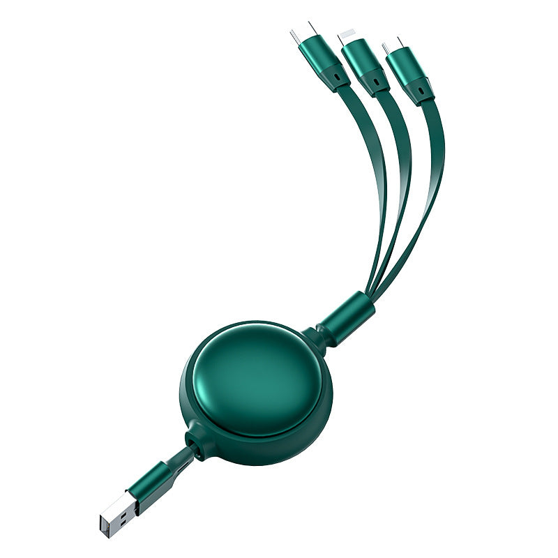 3-in-1 Retractable USB Cable: Micro USB, Type-C & Lightning - 2.4A Fast Charging Solution