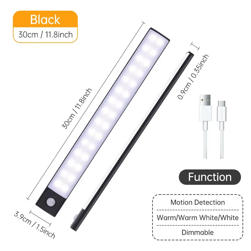 Advanced Wireless LED Motion Sensor Night Light - Rechargeable Under Cabinet Lamp for Kitchens and Wardrobes