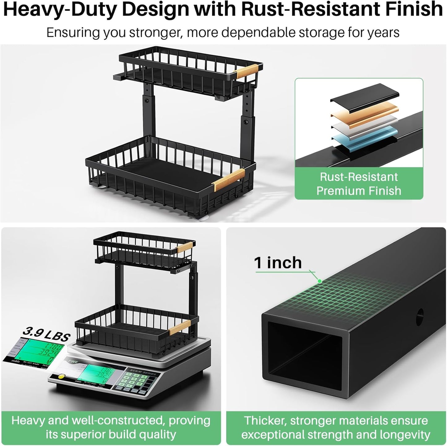 Premium Under Sink Organizer Set - 2 Tier Sliding Storage Solution for Kitchen and Bathroom Cabinets