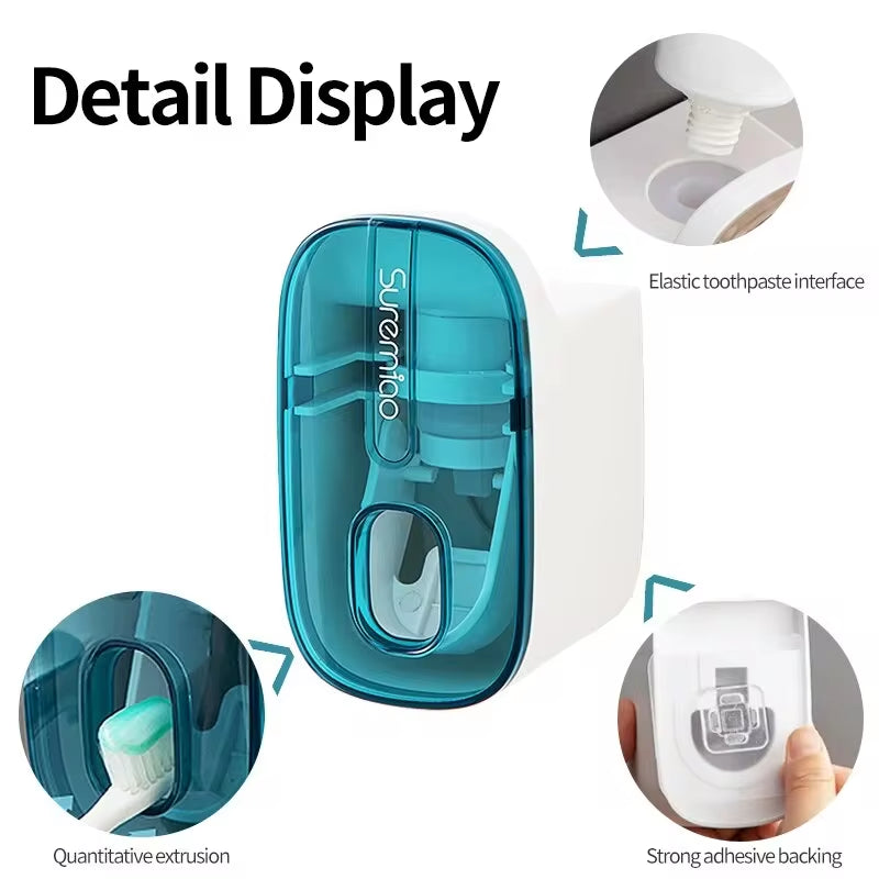 Revolutionary Automatic Wall-Mounted Toothpaste Dispenser with Integrated Toothbrush Holder - Essential Bathroom Accessory