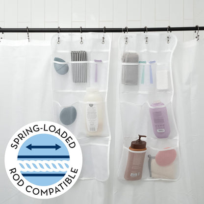 Efficient Shower Organizer with Quick-Drying Mesh - 2 Pack Bathroom Caddy with 7 Spacious Pockets for Toiletries and Shower Essentials