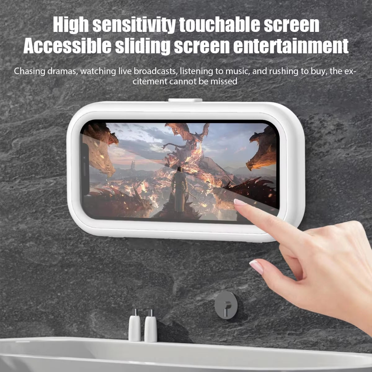 Innovative Waterproof Adjustable Shower Phone Wall Mount Holder for Convenient Bathroom Use