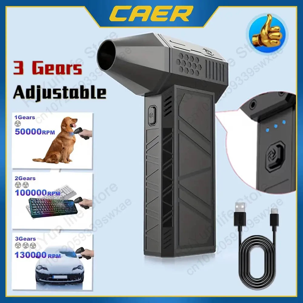 Caer Mini Turbo Jet Fan Electric Air Duster - High-Performance Cleaning Tool with Adjustable Speed Settings for Automobiles and Electronics