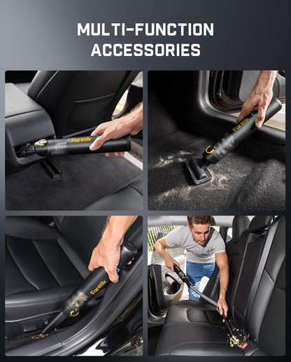 Slim V8 Mate Cordless Car Vacuum - 12000Pa Suction Power with Flexible Hose and Pet Brush, Ideal for Car and Home Cleaning, USB-C Fast Charging, Lightweight Design in Black