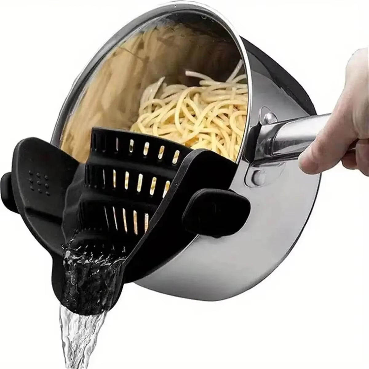 Versatile Adjustable Silicone Clip-On Strainer: The Essential Handheld Drainer for Effortless Cooking