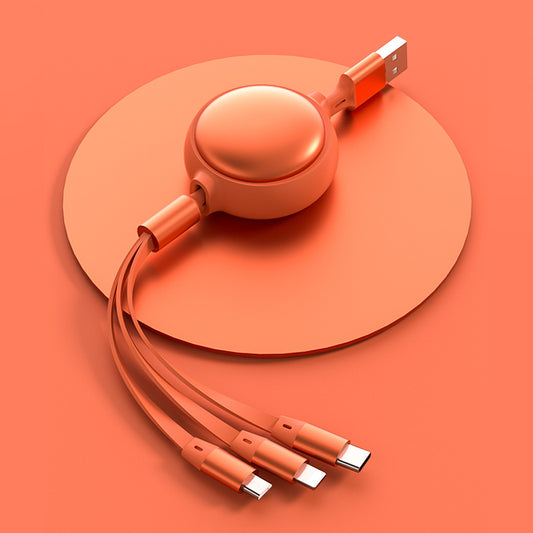 3-in-1 Retractable USB Cable: Micro USB, Type-C & Lightning - 2.4A Fast Charging Solution