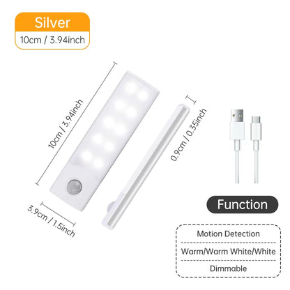 Advanced Wireless LED Motion Sensor Night Light - Rechargeable Under Cabinet Lamp for Kitchens and Wardrobes