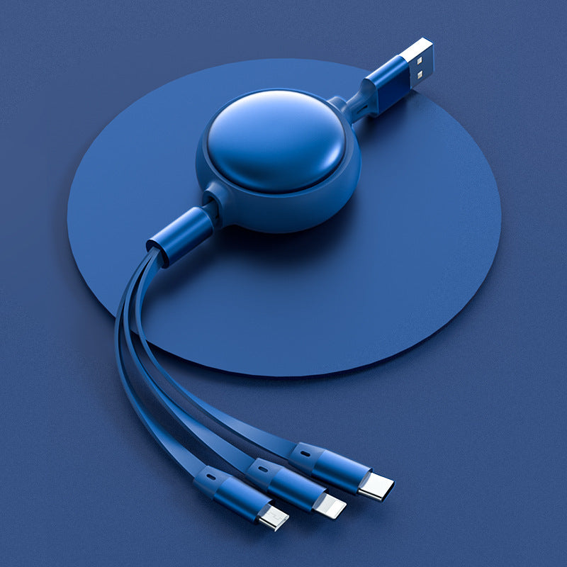 3-in-1 Retractable USB Cable: Micro USB, Type-C & Lightning - 2.4A Fast Charging Solution