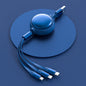 3-in-1 Retractable USB Cable: Micro USB, Type-C & Lightning - 2.4A Fast Charging Solution