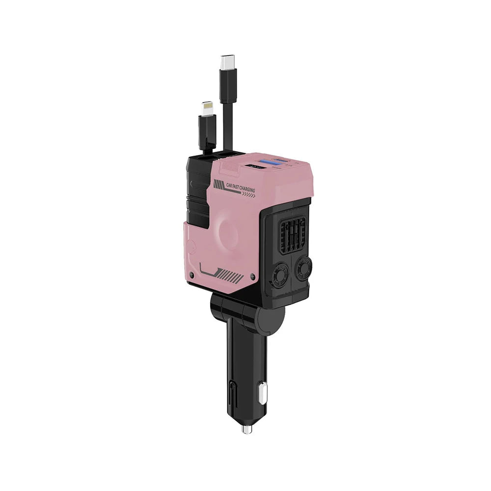 Ultimate 100W 4-in-1 Retractable Car Charger with USB PD Type C and iOS Cables for Fast and Efficient Charging
