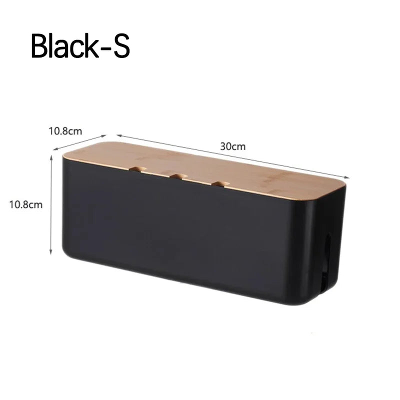 Elegant Bamboo Cable Management Box: Organize and Conceal Wires and Power Strips for a Clutter-Free Workspace