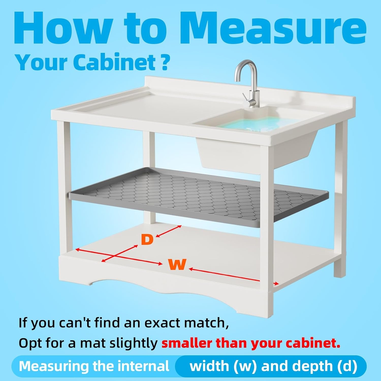 Premium Silicone Under Sink Mat - 34" x 22" | Waterproof Kitchen & Bathroom Protector | Versatile Storage Solution for Cabinets and Shelves